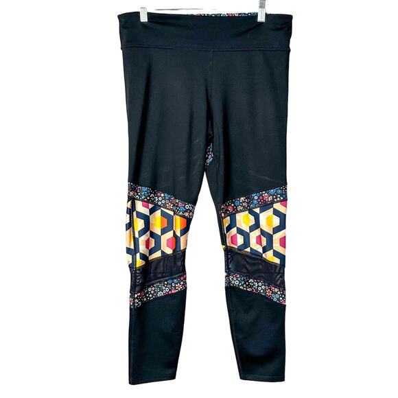 Joy Lab Women’s Black Geometric Floral Activewear Leggings, EUC, Size Large - Picture 2 of 10